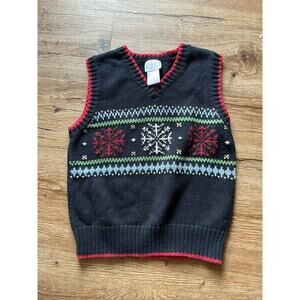 Boys size 4 Talbots Kids Navy Blue Holiday Sweater Vest Snowflake Preppy